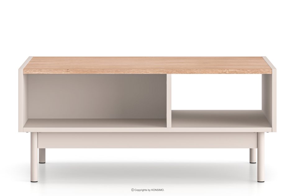 NALIA Eleganter geriffelter Couchtisch creme/eiche Creme/Eiche - Foto 0