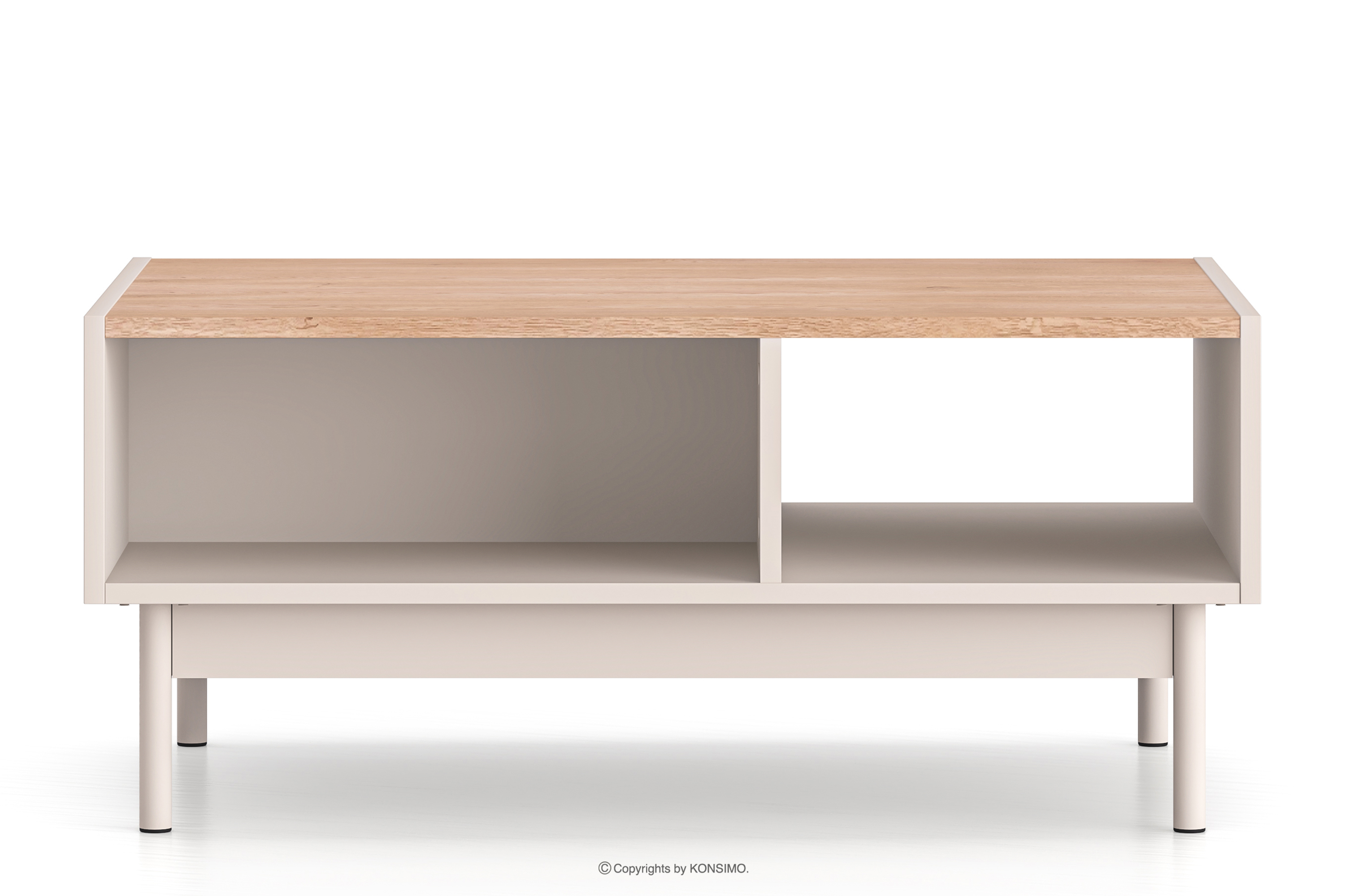 Eleganter geriffelter Couchtisch creme/eiche