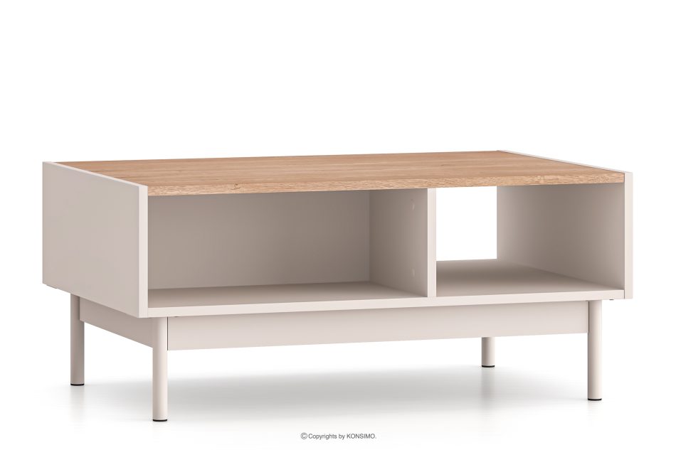 NALIA Eleganter geriffelter Couchtisch creme/eiche Creme/Eiche - Foto 2