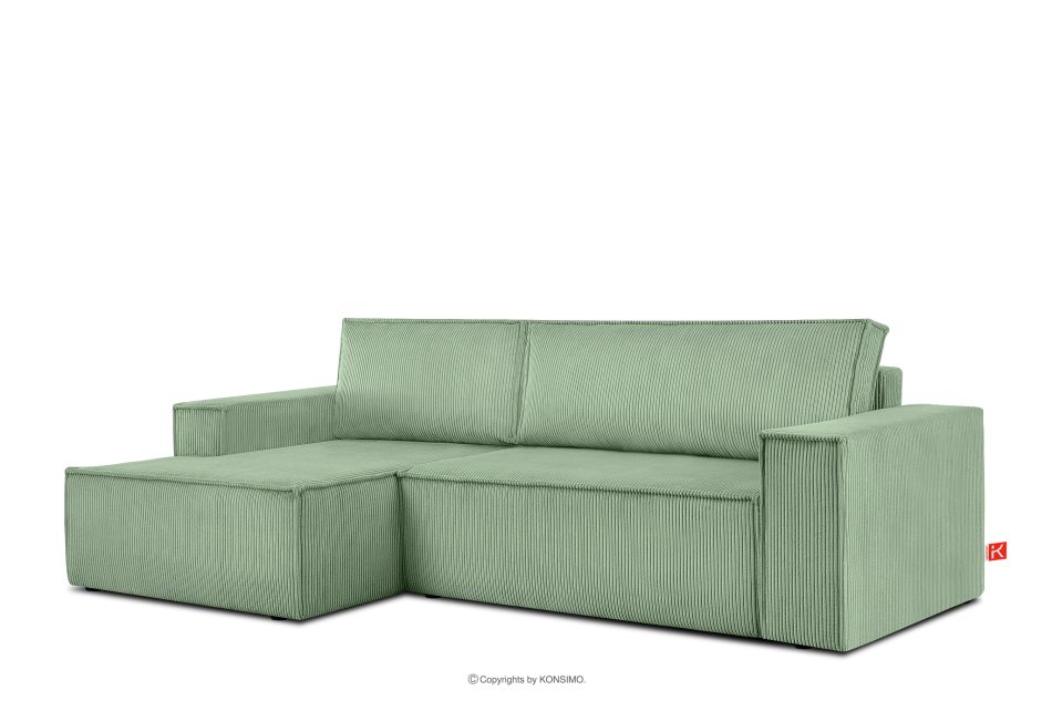 NAPI Ausziehbares Ecksofa für Lounge mint Kordstoff links Minze - Foto 2