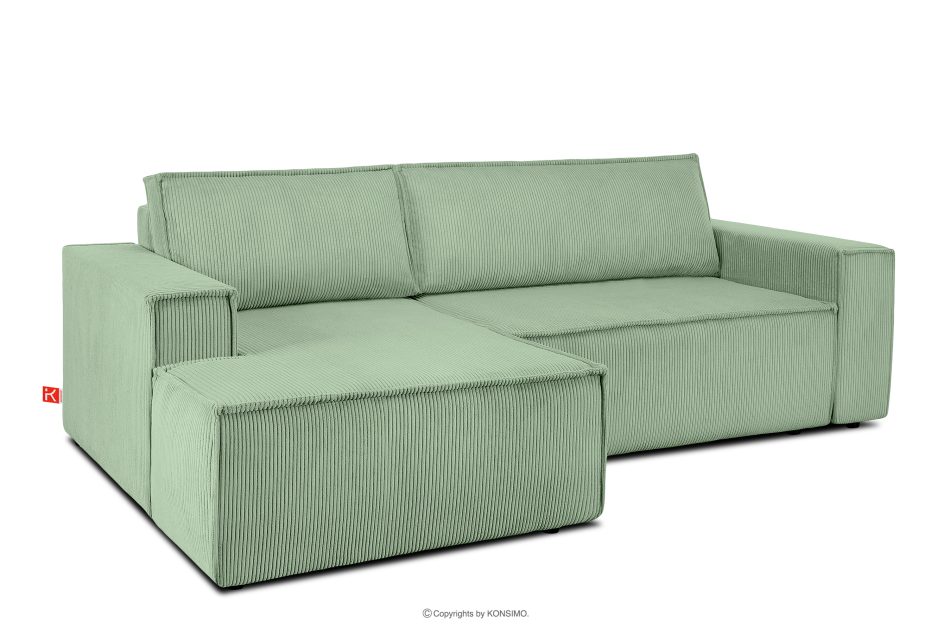 NAPI Ausziehbares Ecksofa für Lounge mint Kordstoff links Minze - Foto 3