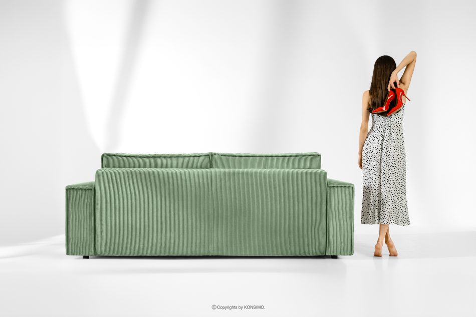 NAPI Ausziehbares Ecksofa für Lounge mint Kordstoff links Minze - Foto 19