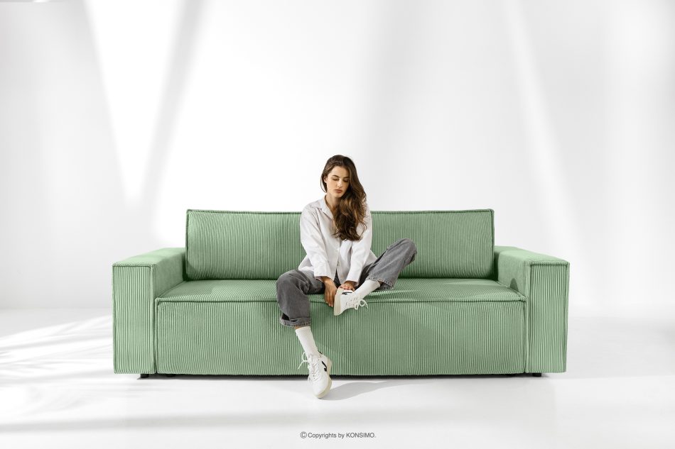 NAPI Ausziehbares Ecksofa für Lounge mint Kordstoff links Minze - Foto 20
