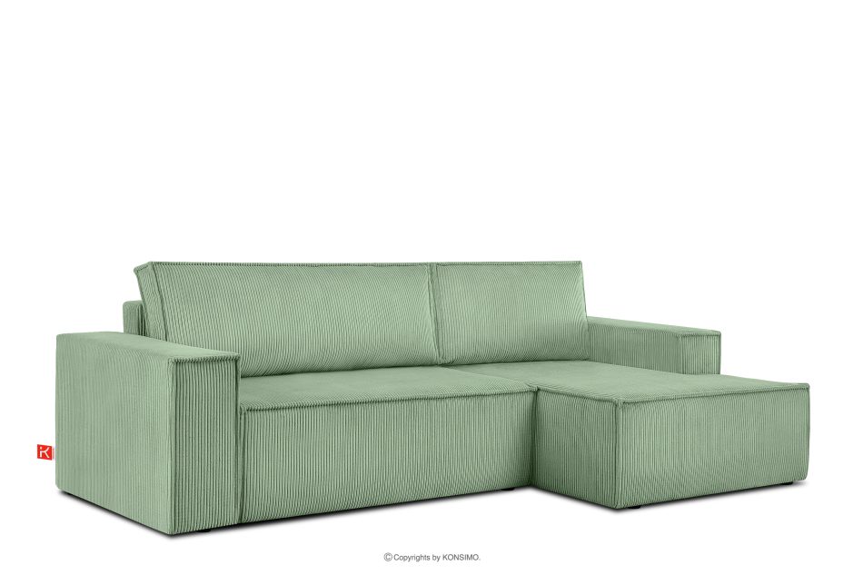 NAPI Ausziehbares Ecksofa mit Bettkasten mint Kordstoff rechts Minze - Foto 2