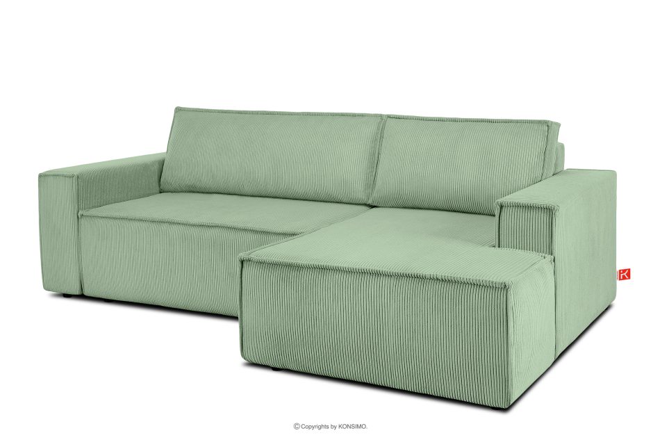 NAPI Ausziehbares Ecksofa mit Bettkasten mint Kordstoff rechts Minze - Foto 3