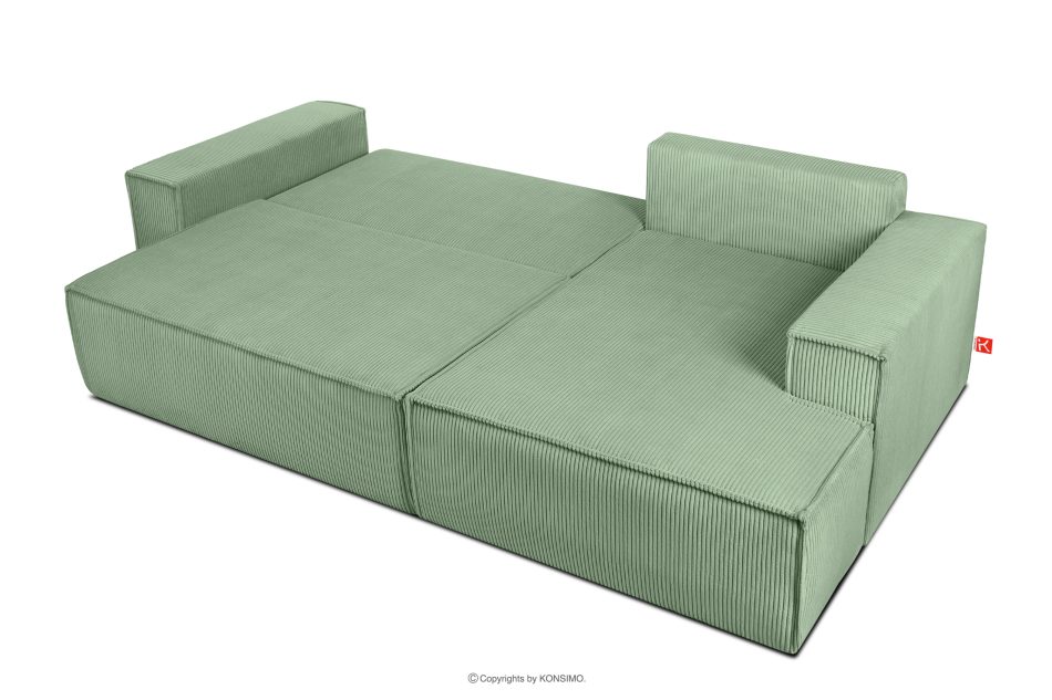 NAPI Ausziehbares Ecksofa mit Bettkasten mint Kordstoff rechts Minze - Foto 6