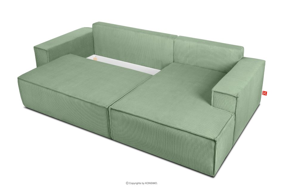 NAPI Ausziehbares Ecksofa mit Bettkasten mint Kordstoff rechts Minze - Foto 7