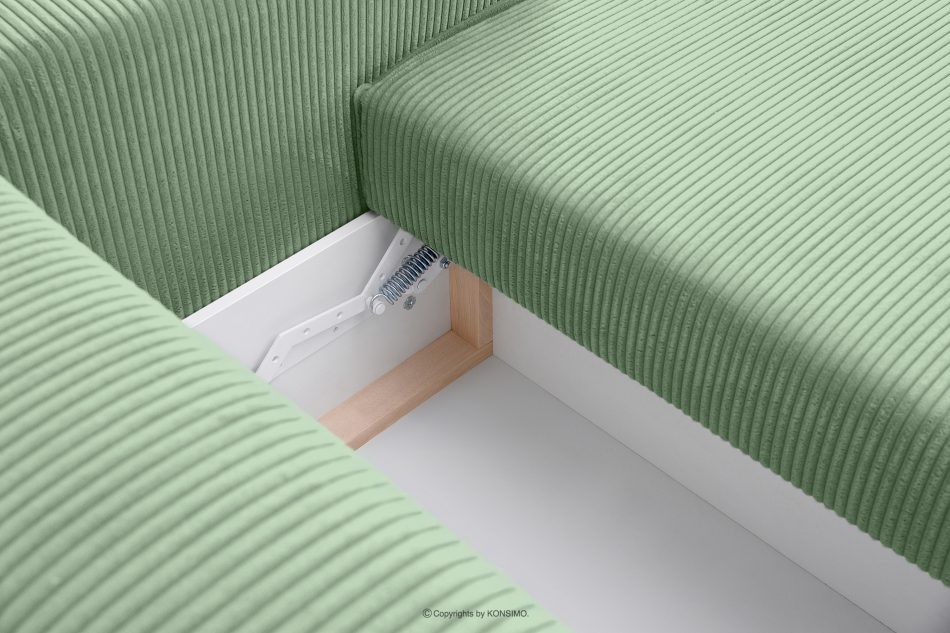 NAPI Ausziehbares Ecksofa mit Bettkasten mint Kordstoff rechts Minze - Foto 13