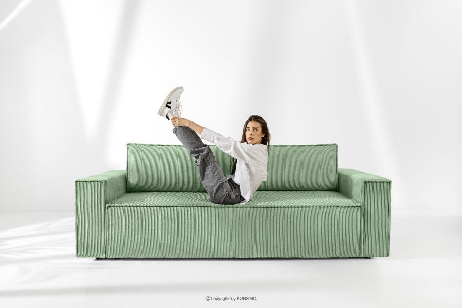 NAPI Ausziehbares Ecksofa mit Bettkasten mint Kordstoff rechts Minze - Foto 21