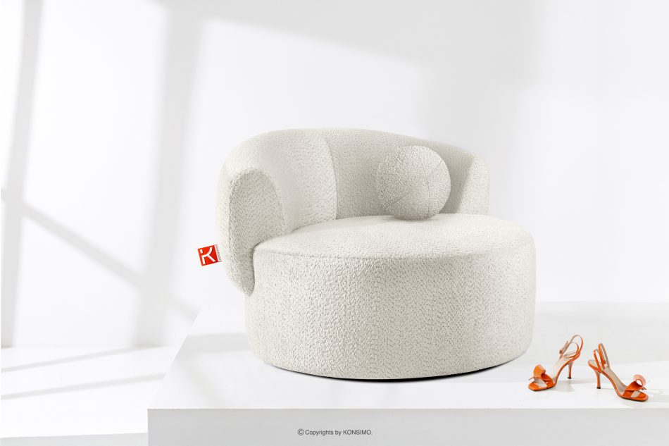 VIRA Chenille-Stoff Drehsessel weiß weiß - Foto 1