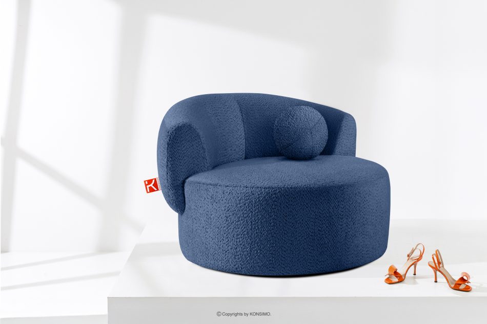 VIRA Chenille-Stoff Drehsessel blau blau - Foto 1