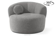 Japandi Boucle-Drehsessel grau