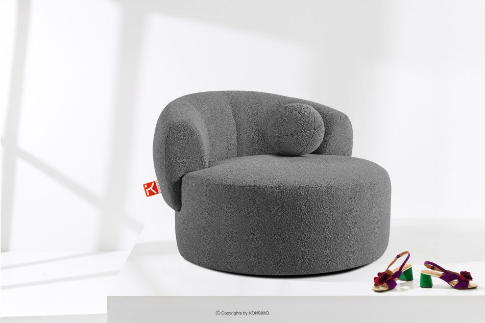 VIRA Sessel Japandi Boucle dunkelgrau dunkelgrau - Foto 1