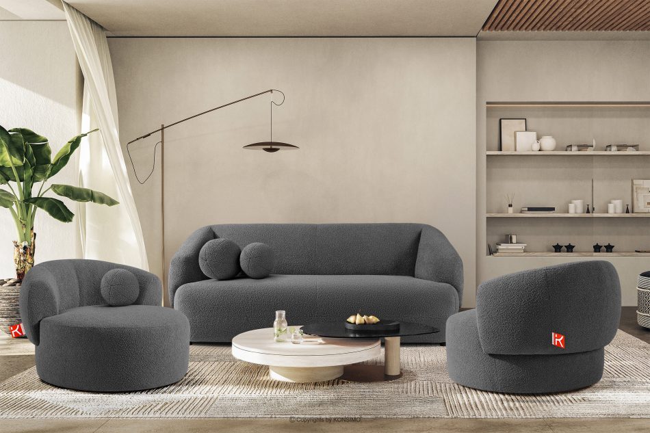 VIRA Sessel Japandi Boucle dunkelgrau dunkelgrau - Foto 11