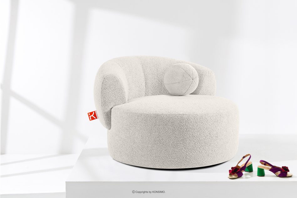 VIRA Japandi Bouclé-Drehsessel weiß weiß - Foto 1