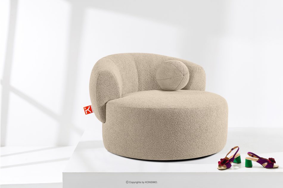 VIRA Japandi Bouclé-Drehsessel hellbeige hellbeige - Foto 1