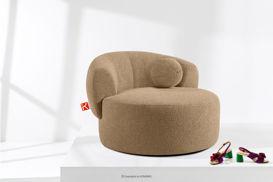 VIRA Sessel Japandi Boucle dunkelbeige dunkelbeige - Foto 1