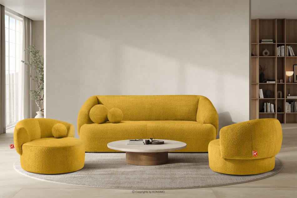 VIRA Sofa für das Wohnzimmer Chenille-Stoff gelb gelb - Foto 8