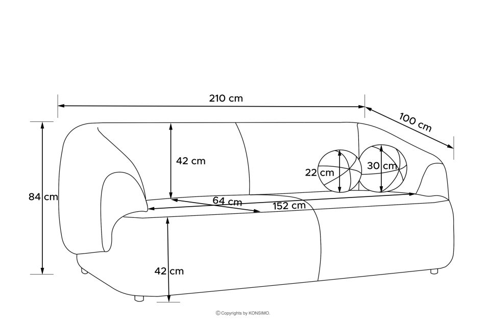 VIRA Sofa für das Wohnzimmer Chenille-Stoff grau grau - Foto 9