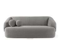 Sofa Japandi Bouclé-Stoff grau