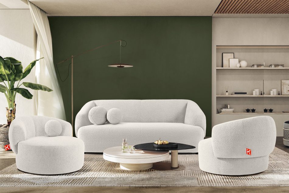 VIRA Sofa Japandi Bouclé-Stoff weiß weiß - Foto 8