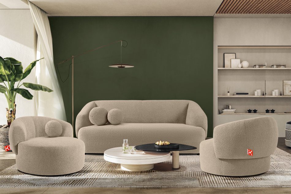 VIRA Sofa Japandi Bouclé-Stoff hellbeige hellbeige - Foto 8