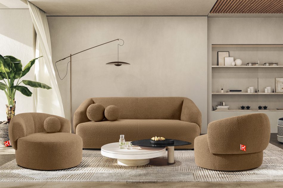 VIRA Boucle-Sofa im Japandi-Stil dunkelbeige dunkelbeige - Foto 8