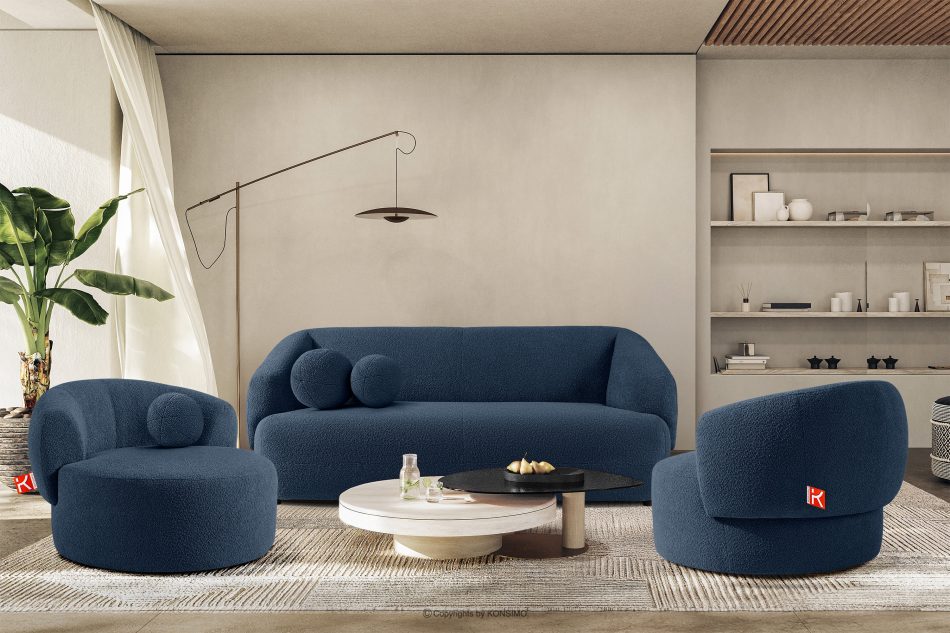 VIRA Boucle-Sofa im Japandi-Stil marineblau marineblau - Foto 8