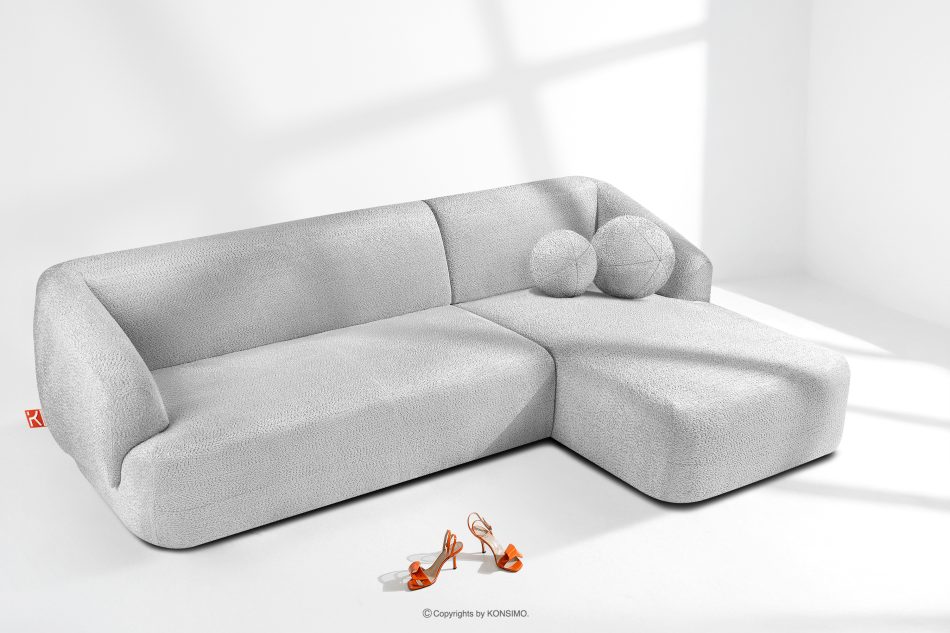 VIRA Ecksofa für das Wohnzimmer Chenille-Stoff rechts grau grau - Foto 1