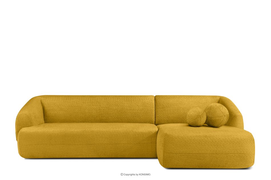 VIRA Ecksofa für das Wohnzimmer Chenille-Stoff rechts gelb gelb - Foto 0