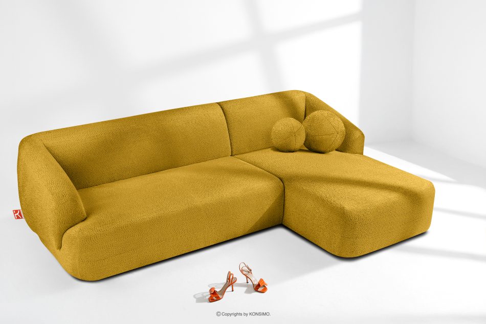 VIRA Ecksofa für das Wohnzimmer Chenille-Stoff rechts gelb gelb - Foto 1