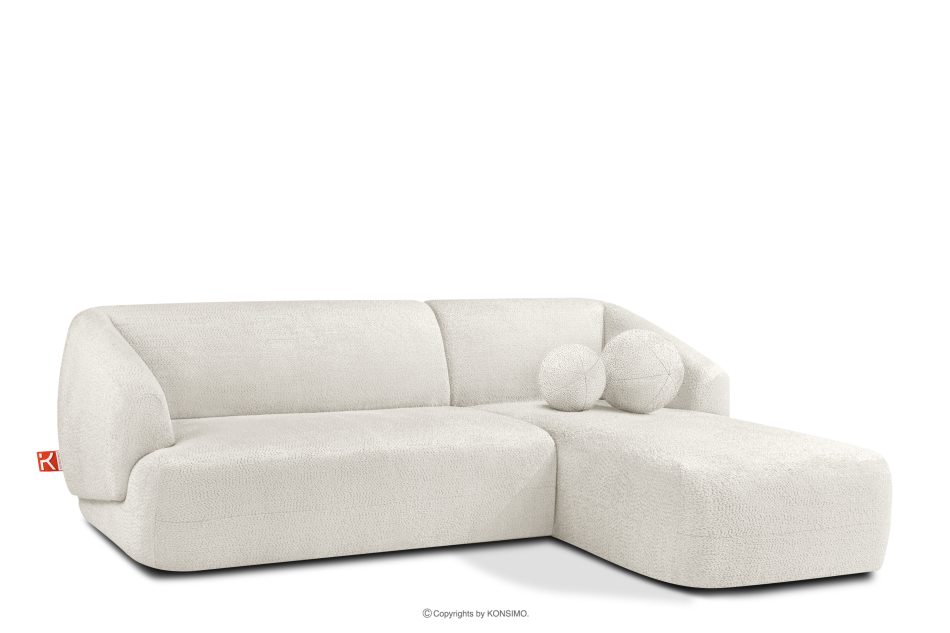 VIRA Ecksofa für das Wohnzimmer Chenille-Stoff rechts weiß weiß - Foto 2