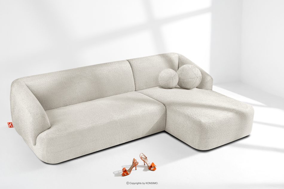 VIRA Ecksofa für das Wohnzimmer Chenille-Stoff rechts weiß weiß - Foto 1
