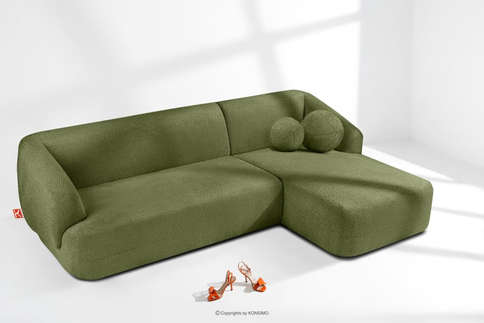 VIRA Ecksofa für das Wohnzimmer Chenille-Stoff rechts oliv oliv - Foto 1