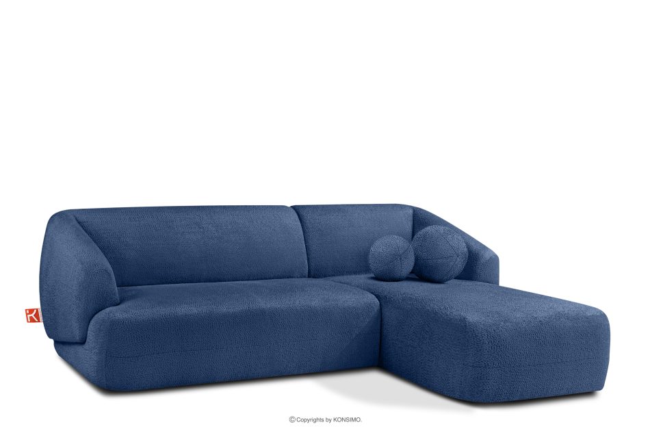 VIRA Ecksofa für das Wohnzimmer Chenille-Stoff rechts blau blau - Foto 2