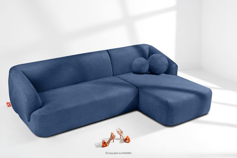 VIRA Ecksofa für das Wohnzimmer Chenille-Stoff rechts blau blau - Foto 1