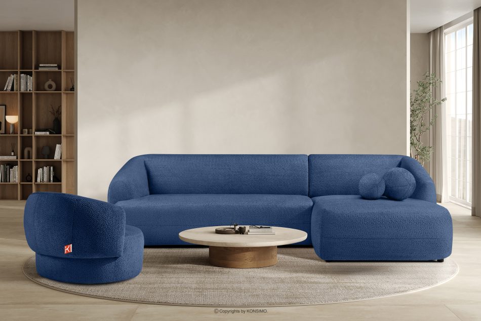 VIRA Ecksofa für das Wohnzimmer Chenille-Stoff rechts blau blau - Foto 8