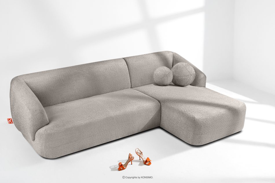 VIRA Ecksofa für das Wohnzimmer Chenille-Stoff rechts kühles Braun kühles braun - Foto 1