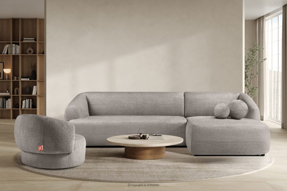 VIRA Ecksofa für das Wohnzimmer Chenille-Stoff rechts kühles Braun kühles braun - Foto 8