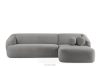 Ecksofa im Japandi-Stil Bouclé-Stoff rechts grau
