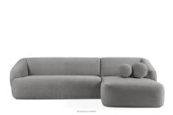 Ecksofa im Japandi-Stil Bouclé-Stoff rechts grau