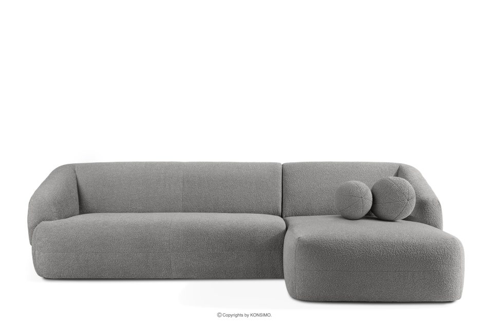 VIRA Ecksofa im Japandi-Stil Bouclé-Stoff rechts grau grau - Foto 0