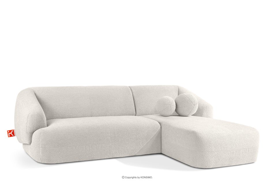 VIRA Ecksofa Japandi Bouclé-Stoff rechts weiß weiß - Foto 2