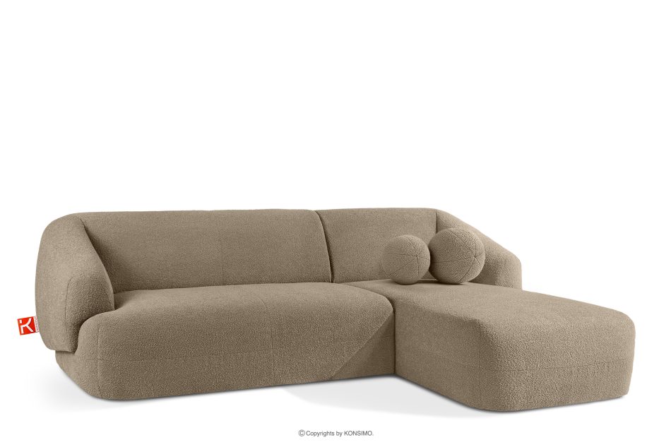 VIRA Ecksofa Japandi Bouclé-Stoff rechts beige beige - Foto 2