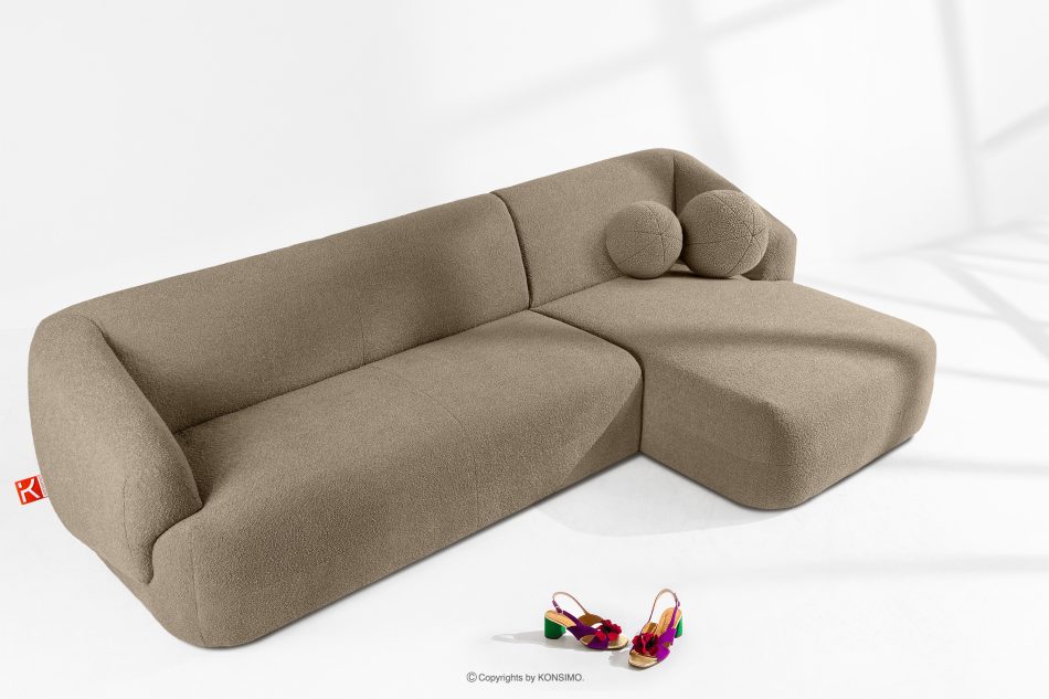 VIRA Ecksofa Japandi Bouclé-Stoff rechts beige beige - Foto 1
