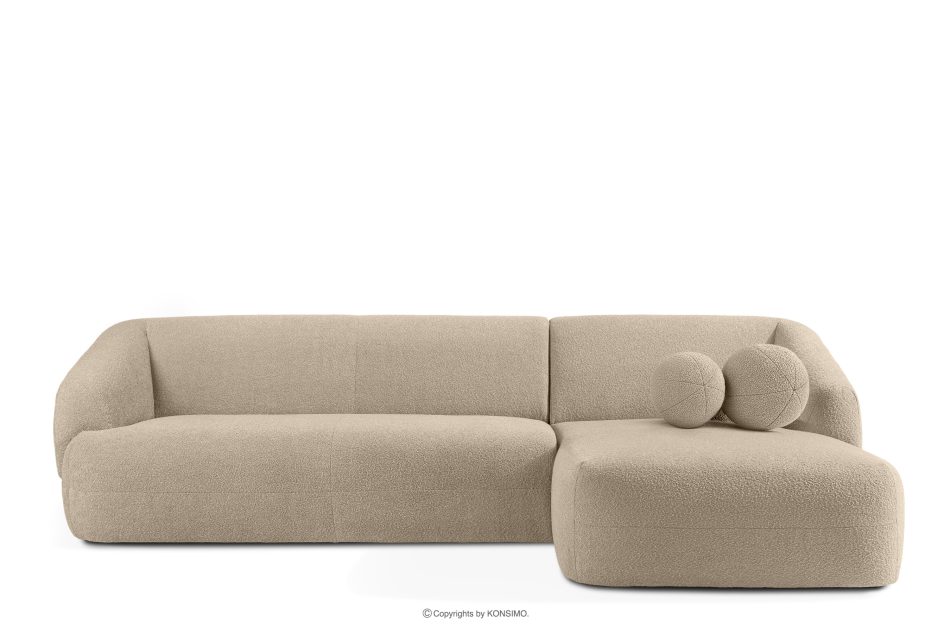 VIRA Ecksofa Japandi Bouclé-Stoff rechts hellbeige hellbeige - Foto 0