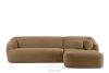 Ecksofa Bouclé im Japandi-Stil rechts dunkelbeige