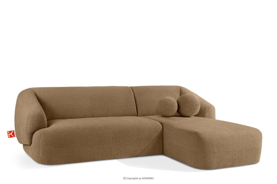 VIRA Ecksofa Bouclé im Japandi-Stil rechts dunkelbeige dunkelbeige - Foto 2