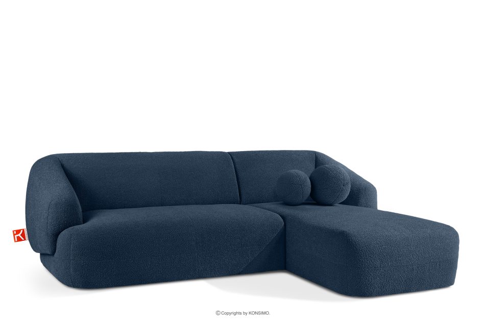 VIRA Ecksofa Boucle im Japandi-Stil rechts marineblau marineblau - Foto 2