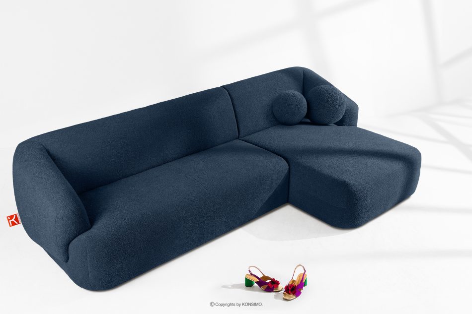 VIRA Ecksofa Boucle im Japandi-Stil rechts marineblau marineblau - Foto 1